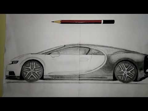 bugatti car pencil drawing