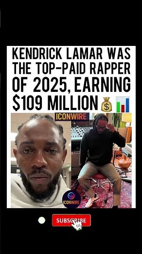 🚨💰Kendrick Lamar Was 2025’s Top-Paid Rapper, Earning $109 Million #kendricklamar #shorts