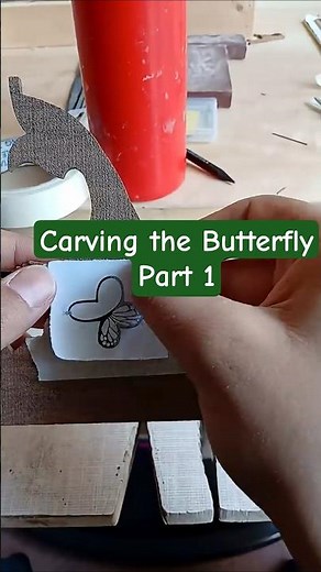 “Wood Inlay Art | Step 1: Carving the Butterfly’s Details 🦋 #shorts #inlay