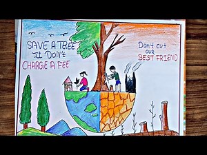 HOW To draw save tree save earth save nature drawing easy poster drawing