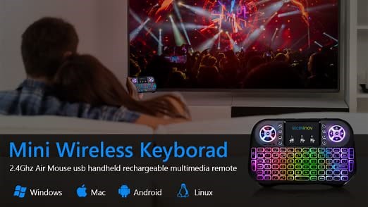 mini wireless keyboard with 7 adjustable backlit colors