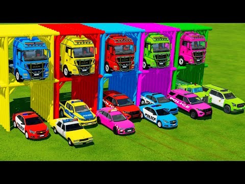 TRANSPORTING ALL POLICE CARS and AMBULANCE EMERGENCY VEHICLES WITH MERCEDES POLICE TRUCKS ! FS22
