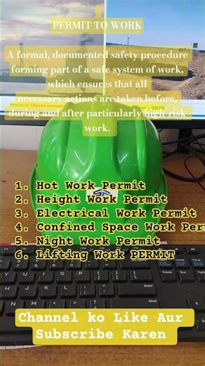 #@ Permit To Work System # Types Of Work Permit 💫💫🌍🌍 #safetyprofessionals