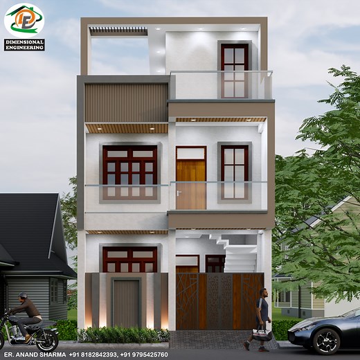 20x50 House Animation #houseanimation #front_elevation #housedesign | Dimensional Engineering