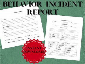 Formulaire de rapport d'incident de comportement en classe, documentation pour l'enseignant/téléchargement numérique - Etsy France