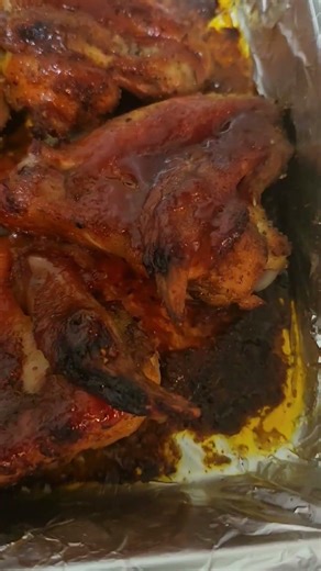 Barbecue baked chicken wings and Mexican Spanish chesse rice with corn mixed in