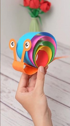 🐌✨ Amazing Colorful Paper Snail Craft! Easy DIY for Kids 😍 #shorts