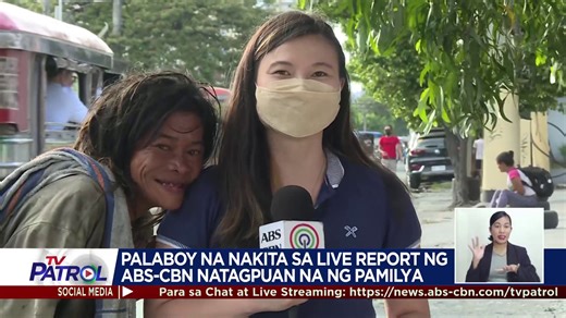 7.8M views · 296K reactions | MULING PAGKIKITA. Nahanap na ng kaniyang pamilya ang palaboy na yumakap sa reporter ng ABS-CBN News. Sa tulong ng isang netizen, natunton ang babae ng kapatid na mula pa sa General Santos City. Panoorin ang TV Patrol Playback dito: https://youtu.be/MiArC5yXNQs | TV Patrol | Facebook