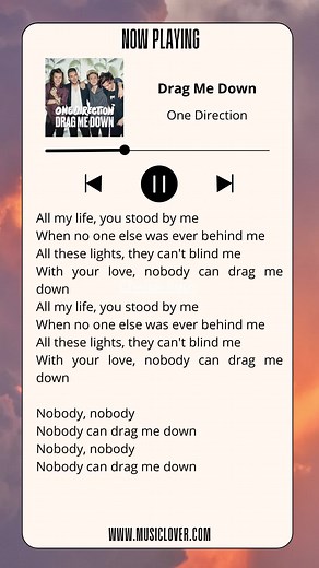 One Direction Drag Me Down Lyrics Video