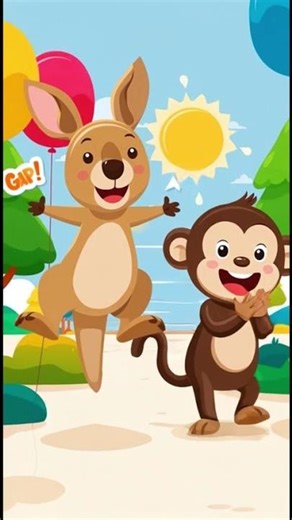 Jump, Clap, Go! 🎶 Fun Dance for Kids with Monkey & Kangaroo 🐵🦘 #kidssongs #cartoon #cute