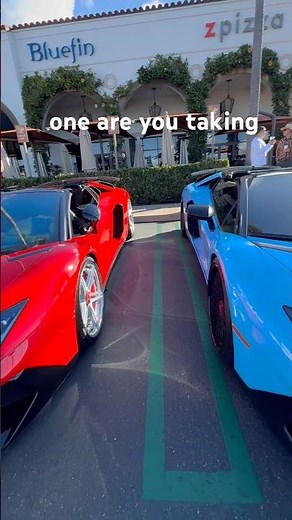 Twin Aventador SV Roadsters 😳💙❤️ Which Are You Taking? #cars #automobile #luxury #supercar #fast