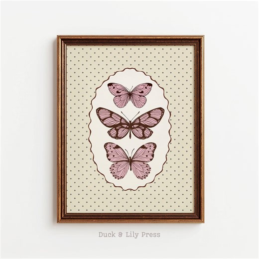 Vintage Pink Butterfly Print, Blush Butterfly Wall Art, Antique Insect Printable, Cottagecore French Country Decor, Digital Download - Etsy