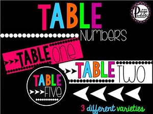 Rectangle and Circle Table Numbers