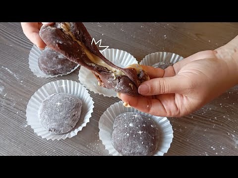 Chocolate Mochi Recipe with microwave❗How to make mochi with creamy filling
