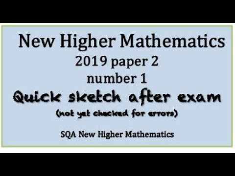 2019 SQA Higher Mathematics paper 2 no.1 Quick Sketch