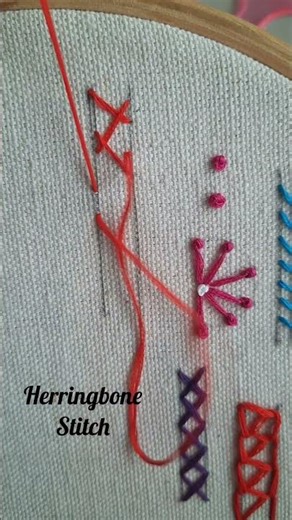 #Embroidery tutorial for beginners #herringbone stitch #handembroidery #shorts #trending