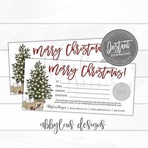 Editable Gift Certificate, Printable Gift Voucher, Editable Christmas Holiday Gift Certificate Template, Voucher, Instant Download - Etsy