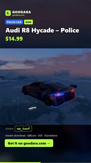 Audi R8 Hycade POLICE car for FiveM 🚔 lights ON #shorts