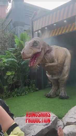 Tame Big Tyrannosaurus Rex (Lifelike Trex Suit) at #DinoPark , #DinosaurCostume #tyrannosaurusrex