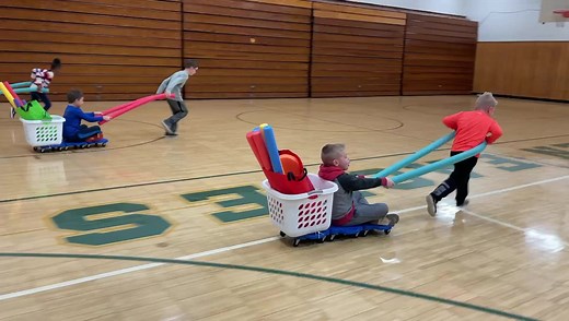 1.1M views · 3.3K reactions | SANTA’S SLEIGH RIDE! A fun Christmas themed fitness activity! Santa sits on the scooter and Rudolph pulls the sleigh across the gym! 歷 | Middlebranch-Avondale PE | Facebook