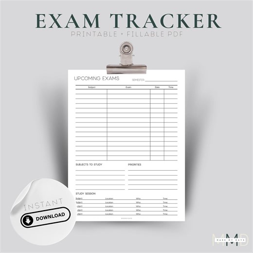 Editable Exam Tracker | Printable Study Planner (digital Download) - Etsy