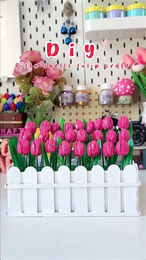 Diy Pista Shells Pink Tulip Craft🌷🌷#shorts #viralshort #reuse #diy #handmade #crafting #trending