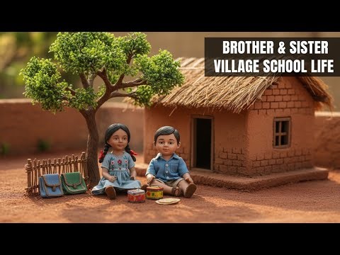 Miniature Doll Brother Sister Getting Ready for Village School ASMR | Indian Village Tiny Life