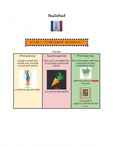 FRENCH Double consonant words worksheet exercises