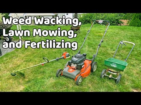 Weed Wacking, Lawn Mowing & Spreading Fertilizer - Early August