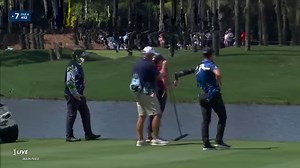Rory McIlroy, Jordan Spieth and Viktor Hovland discuss McIlroy's drop on No. 7. Rory makes double bogey to move from solo leader to T2. | PGA TOUR