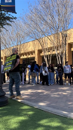Here we have Jesse Morrell a local campus preacher in Texas. He goes out a lot of times to go and preach the gospel to local campus college students. Today we see him preaching at University of Arlington to the rebellious centers and people who do not want to repent of their sin, he talks about various different topics, which is all legal in the United States of America because they still do have freedom of speech on college campuses
