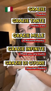 How to say THANK YOU in Italian🇮🇹 GRAZIE GRAZIE TANTE GRAZIE MILLE GRAZIE INFINITE GRAZIE DI CUORE #italian #italiangirl #learnitalian #gr | Italian With Nora