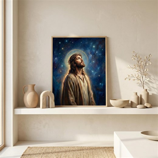 Christian Wall Art Printable Jesus Looking to Heaven, Religious Home Decor, Faith Gift - Etsy