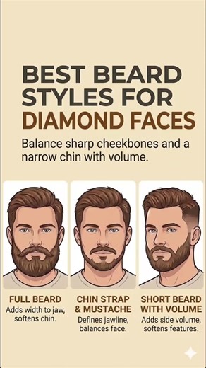 Diamond Face Shape? 💎 Stop making your chin look sharper! 🛑 Here’s the cheat sheet to balance your features: 1️⃣ The Problem: Wide cheekbones pointy chin. 2️⃣ The Fix: A Full Beard adds necessary width to the jaw. 3️⃣ The Angles: Keep it soft and rounded—avoid sharp lines! Trust the process. 🧔🏻‍♂️✨ Which face shape should I break down next? Let me know in the comments! 👇 #beardtips #diamondfaceshape #mensgrooming #bearded #barbertips
