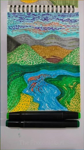 Vibrant Abstract Landscape using Alcohol Markers | Colorful Nature Art