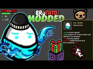 Ice Boy Using Ice Daggers To Do Massive Damage!!... | Brotato Modded