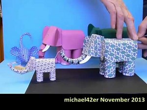 Elephants herd, movable paper models