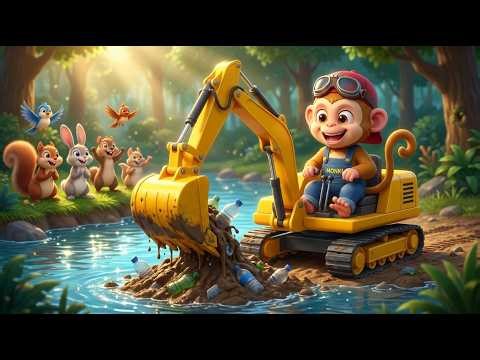 How Monki Fixed the Stream! Monkey Cartoon 🐒 Monkey Funny Story about Nature