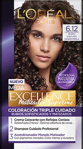 Excellence core tinte Matizador Supreme 6.12 Rubio Oscuro Cenizo Perla - L'Oréal Paris