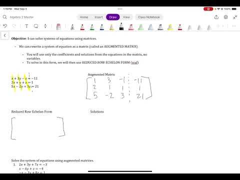 Matrices Solving Systems Augmented Matrix
