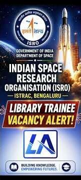 ISRO Library Trainee Vacancy 2026 | Library Science Jobs | Freshers | #isro #shorts #libraryacademy