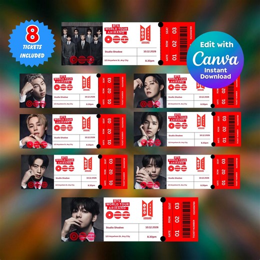 BTS Arirang Concert Ticket Template, Kpop Surprise Reveal (digital Download) - Etsy