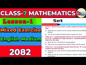 Class 7 Math Mixed Exercise Solution English Medium | Class 7 Math Lesson 1 Set Mixed Exercise 2082