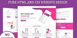 How To Make Responsive App Landing Page Website Design Using Pure HTML And CSS Only | Step By Step