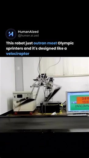 HumanAIzed on Instagram: "If this robot starts chasing you... good luck outrunning it 🤯 Engineered to mimic the speed and gait of a velociraptor, this two-legged machine hits 15.63 km/h using: → Ultra-lightweight materials → Dynamic stabilization → AI-powered agility It doesn’t just walk. It hunts 💀 Developed for speed, balance, and raw velocity, this is a glimpse into the future of AI-powered mobility 🎯 Most Olympic sprinters can’t sustain 15.63 km/h over rough terrain. This robot can ✨ The 