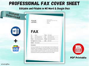 Professional Fax Cover Sheet Template: Editable Word & PDF (digital Download) - Etsy