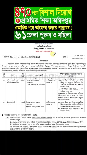 ৪৭০ পদে প্রাথমিক শিক্ষা অধিদপ্তর নিয়োগ ২০২৫🔥দ্রুত আবেদন করুন #jobcircular #Job #jobs | NUR COMPUTER BD