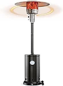 Patio Heater 48000-Btu for Outdoor: Adjustable Stainless Steel Propane Burner with Wheels for Home, Commercial And Outside Space with Safety Protection System