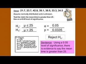 Hypothesis Testing on the Mean – P-values – Part 2