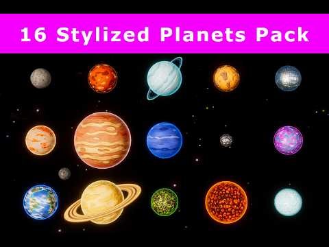 16 Stylized Planets Pack for Unity